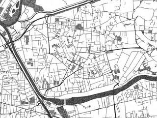 Naklejka premium Hand-drawn black and white city map of Vaulx-en-Velin, France, ready for wall art or editorial projects.