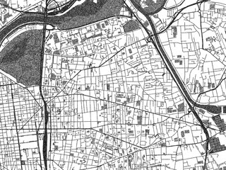 Obraz premium Minimal poster-style map of Villeubanne, France, hand-drawn in monochrome.