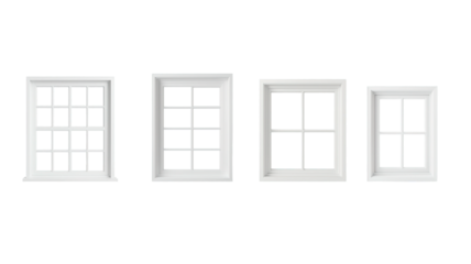 White window frame on transparent background png