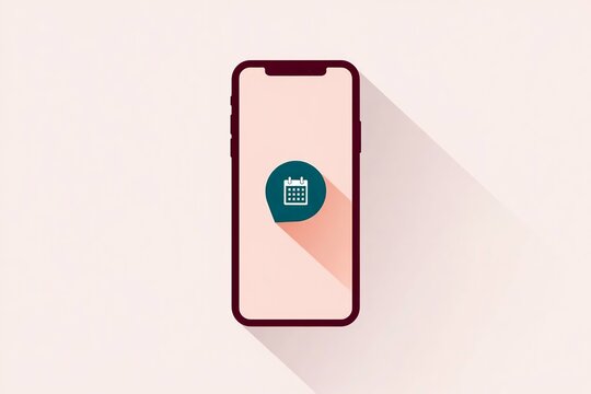 Minimalist phone icon with calendar app isolated on white background, perfect for illustrating scheduling, reminders, or digital organization in a modern and clean design