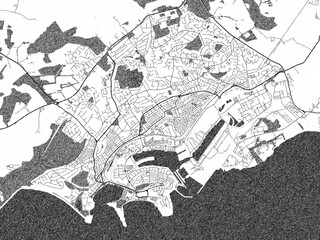 Poster-style sketch map of Barry, United Kingdom, designed in artistic monochrome.