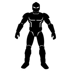 Silhouette of a futuristic armored figure standing in a neutral pose
