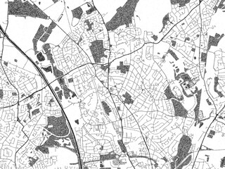 Minimalist monochrome city map of Bloxwich, United Kingdom, illustrated with urban detail.