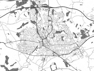 Black and white map poster of Bridgend, United Kingdom, illustrated in hand-drawn style.