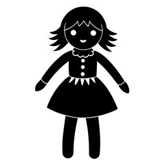 Simple black silhouette of a young girl in a dress and long sleeves