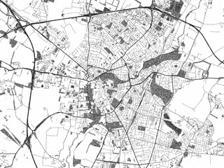 Obraz premium Stylized black and white urban map of Cambridge, United Kingdom, hand-drawn for decor and creative use.