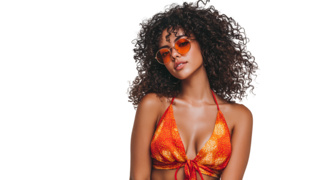 Sunkissed serenity, woman in bikini top enjoying summer vibes on a tropical beach