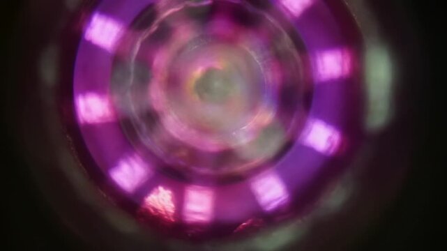 Microscopic View of Ruby Bearings in Polarized Light - Watch Mechanism Close Up