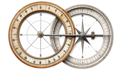 Two linked circular measuring instruments