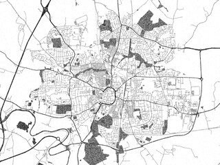 Naklejka premium Decorative monochrome illustration of Darlington, United Kingdom, showing its detailed grid.