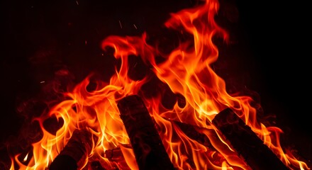 Obraz premium Fiery Bonfire Design with Glowing Embers and Flames for a Cozy Atmosphere
