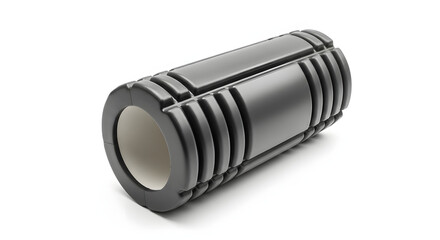 Foam Roller: A meticulously detailed shot of a foam roller, designed for self-myofascial release, rests on a clean plane, emphasizing the texture and functionality of the tool.