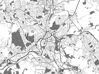 Obraz premium Detailed black and white map of Dewsbury, United Kingdom, in artistic sketch style.