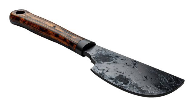Dark knife with wood handle