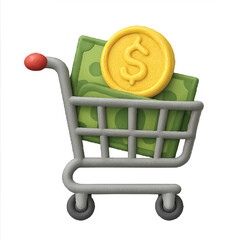 shopping cart full of money