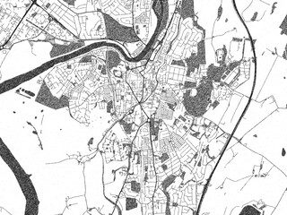 Fototapeta premium Black and white map poster of Lancaster, United Kingdom, illustrated in hand-drawn style.