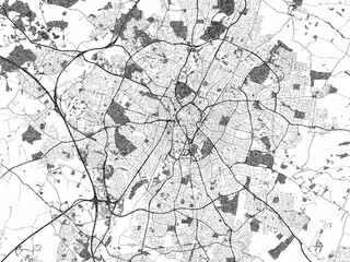 Minimal poster-style map of Leicester, United Kingdom, hand-drawn in monochrome.