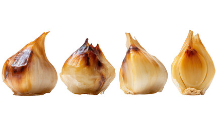 Closeup of fresh garlic bulbs on a dark background, study in texture and culinary potential