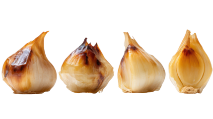 Closeup of fresh garlic bulbs on a dark background, study in texture and culinary potential