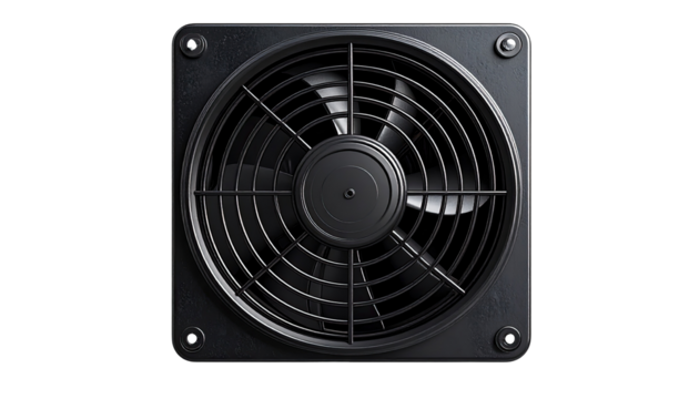 A square black computer fan