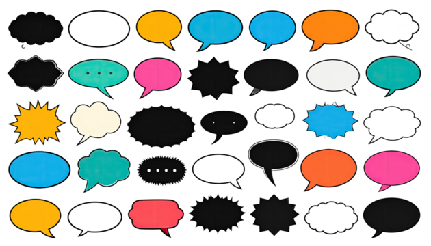 Collection of colorful speech bubbles