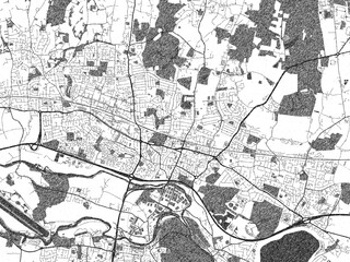 Artistic monochrome city map of Slough, United Kingdom, created in a hand-drawn style.