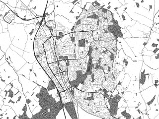 Naklejka premium Artistic monochrome city map of Stevenage, United Kingdom, created in a hand-drawn style.