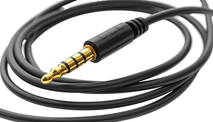 Black audio cable coiled (1)