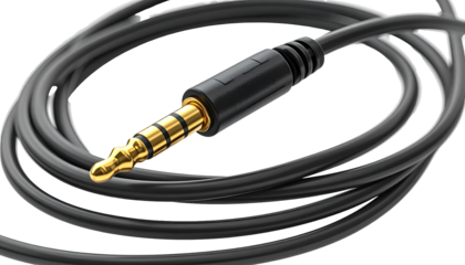 Black audio cable coiled (1)