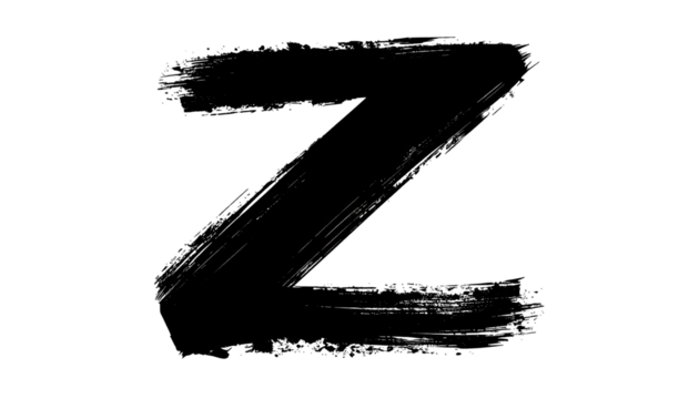 Abstract letter Z, textured with specks and lines