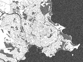 Obraz premium Minimalist monochrome city map of Torquay, United Kingdom, illustrated with urban detail.