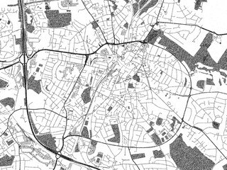 Black and white map poster of Walsall, United Kingdom, illustrated in hand-drawn style.