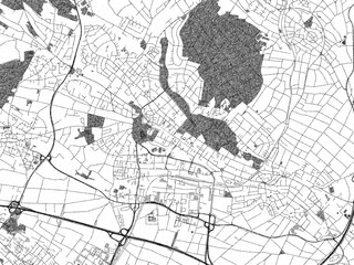 Urban black and white map of Bad Homburg, Germany, designed in a sketch style for prints.