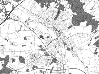Stylized decorative city map of Bad Salzuflen, Germany, hand-drawn in black and white.