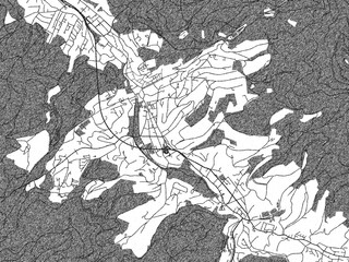 Naklejka premium Hand-drawn style black and white city map of Baden-Baden, Germany, with detailed streets and textures.