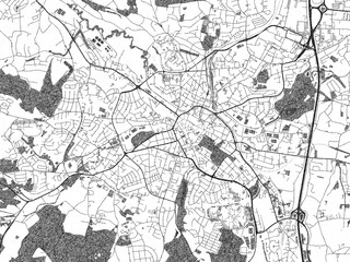 City map illustration of Bayreuth, Germany, rendered in black and white sketch style.