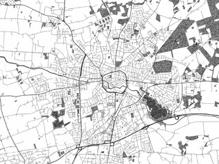 Obraz premium Decorative monochrome illustration of Bocholt, Germany, showing its detailed grid.