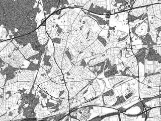 Naklejka premium Minimal poster-style map of Bottrop, Germany, hand-drawn in monochrome.