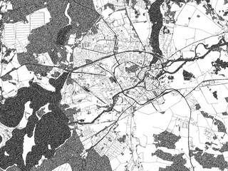Poster-ready monochrome city map of Brandenburg an der Havel, Germany, with detailed streets and rivers.