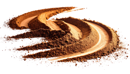 Spiral piles of brown powder