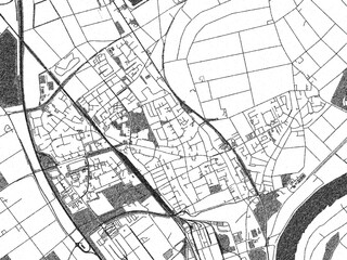 Obraz premium Poster-ready monochrome city map of Dormagen, Germany, with detailed streets and rivers.