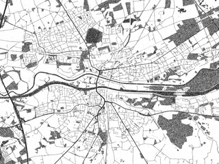 Monochrome hand-drawn map of Dorsten, Germany, ideal for decorative and editorial use.