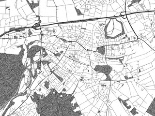 Sketch-style black and white map of Eschweiler, Germany, perfect for illustration and wall art.