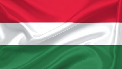 The flag of Hungary waving gently photorealistic folds white background with soft natural light

