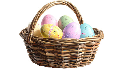 Fototapeta premium Colorful Easter eggs in a wicker basket