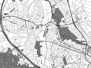 Naklejka premium Decorative black and white map of Furth, Germany, rendered in sketch-like style.
