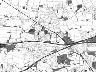 City map illustration of Garbsen, Germany, rendered in black and white sketch style.