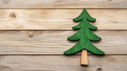 Rustic Wooden Christmas Tree Decoration On Weathered Wood