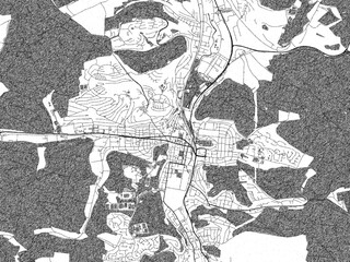 Fototapeta premium Decorative black and white map of Heidenheim an der Brenz, Germany, rendered in sketch-like style.