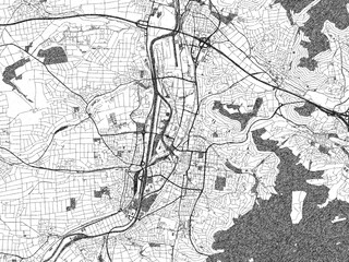 Monochrome sketch map of Heilbronn, Germany, ideal for posters, prints, and travel design.